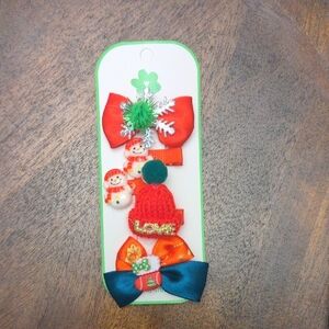 Christmas Holiday Hair Clip Set of 5